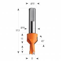 CMT 376 Vrták kolíkovací so záhlbníkom S10 L57,5 HW - D8x20 S=10 L57,5 L