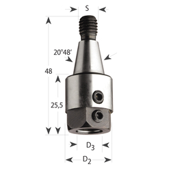 Upínacie puzdro 304 s kónickou 20°48' plochou, M8 - pre vrták S10, D19,5x28,3x46 M8 L