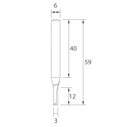 IGM M101 Drážkovacia fréza - D3x12 L59 S=6 HWM