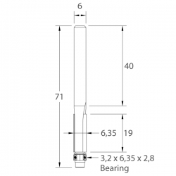 IGM M106 Orezávacia fréza - D6,35x19 L71 S=6 HW