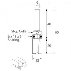 IGM M112 Drážkovacia fréza s ložiskom - D13x20 L60 S=6 HW