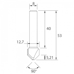 IGM M115 Fréza na V drážku pre Alucobond - 90° D12,7x5,21 L53 S=8 HW