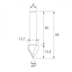 IGM M116 Popisová fréza 60° - D12,7x15,9 L56 S=8 HW