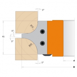 CMT Multirádiusová zaoblovacia fréza R15-R20 MAN - D132 d30 Z2 ALU