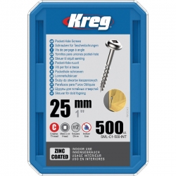 Kreg Zinc Maxi-Loc Skrutky pre skryté spoje - 25 mm, hrubý závit, 500 ks