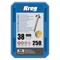 Kreg Zinc Maxi-Loc Skrutky pre skryté spoje - 38 mm, hrubý závit, 250 ks