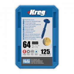 Kreg Blue-Kote Maxi-Loc Skrutky pre skryté spoje - 64 mm, hrubý závit, 125 ks